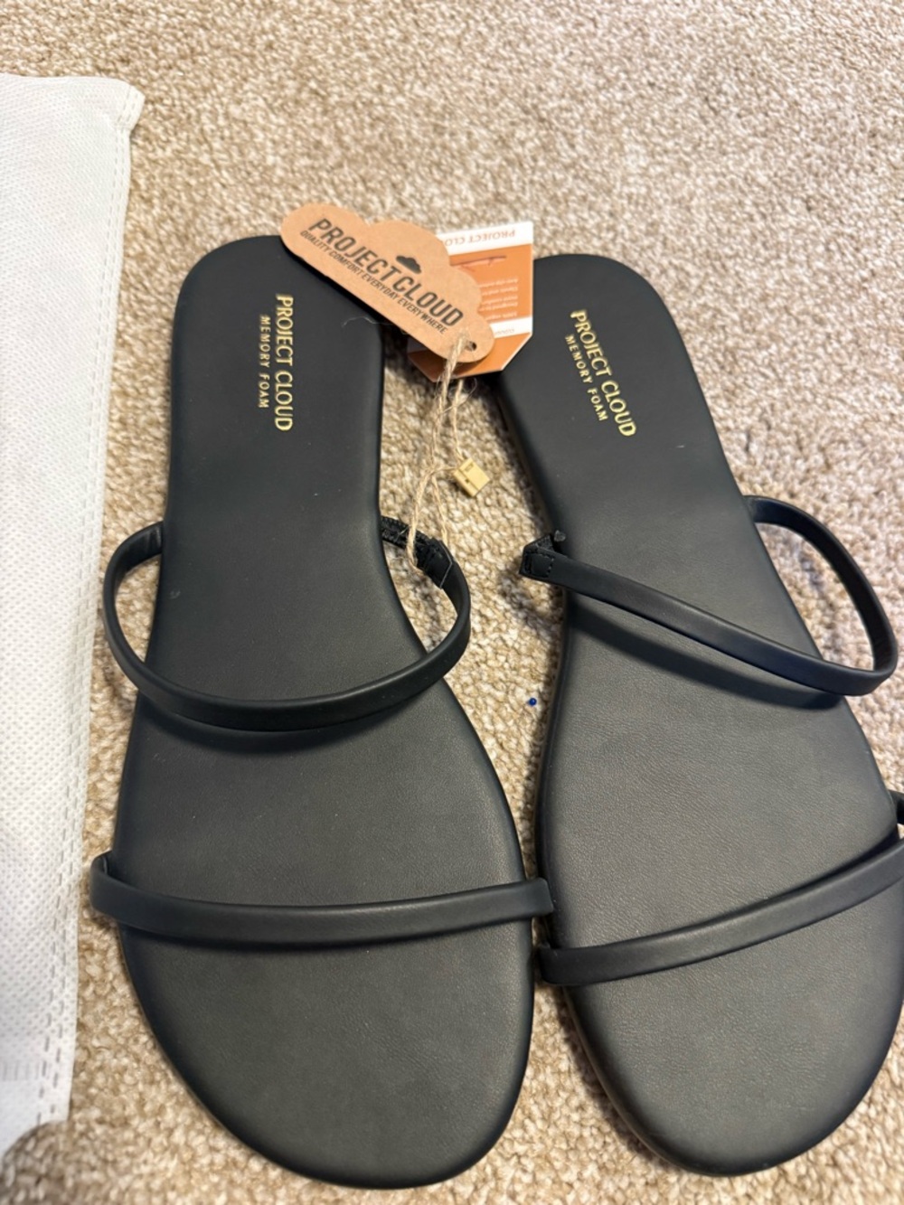 Project Cloud Black Minimal Strappy Slide Sandals - Picture 2 of 4